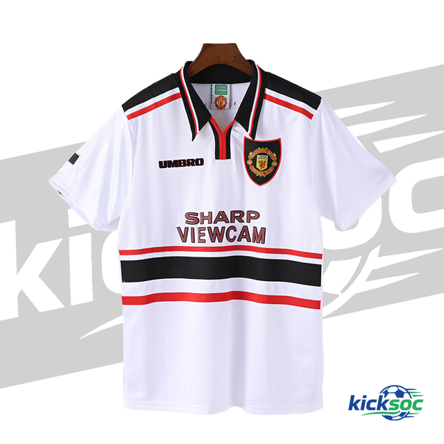 1998/1999 Manchester United Away Short-Sleeve Retro White Jersey ( Fan ) 