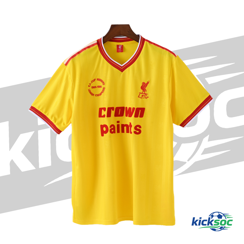 1985/1986 Liverpool Yellow Short-Sleeve Football Jersey Retro Style (Fan)
