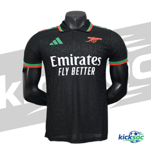 2025-2026 Arsenal Pre-Match Training Black Polo Short-Sleeve Football Jersey (Player)