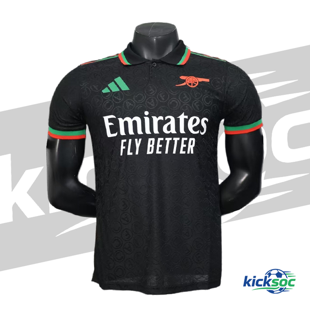 2025-2026 Arsenal Pre-Match Training Black Polo Short-Sleeve Football Jersey (Player)