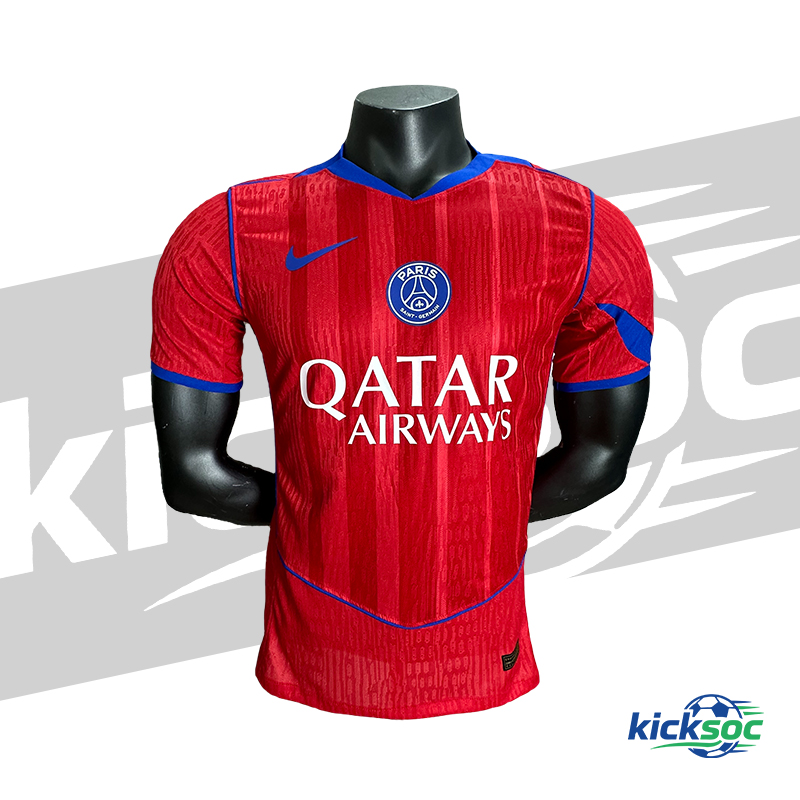 2025-2026 Paris Saint Germain Second Away Quick Dry Short Sleeve Jersey Red (player-version)