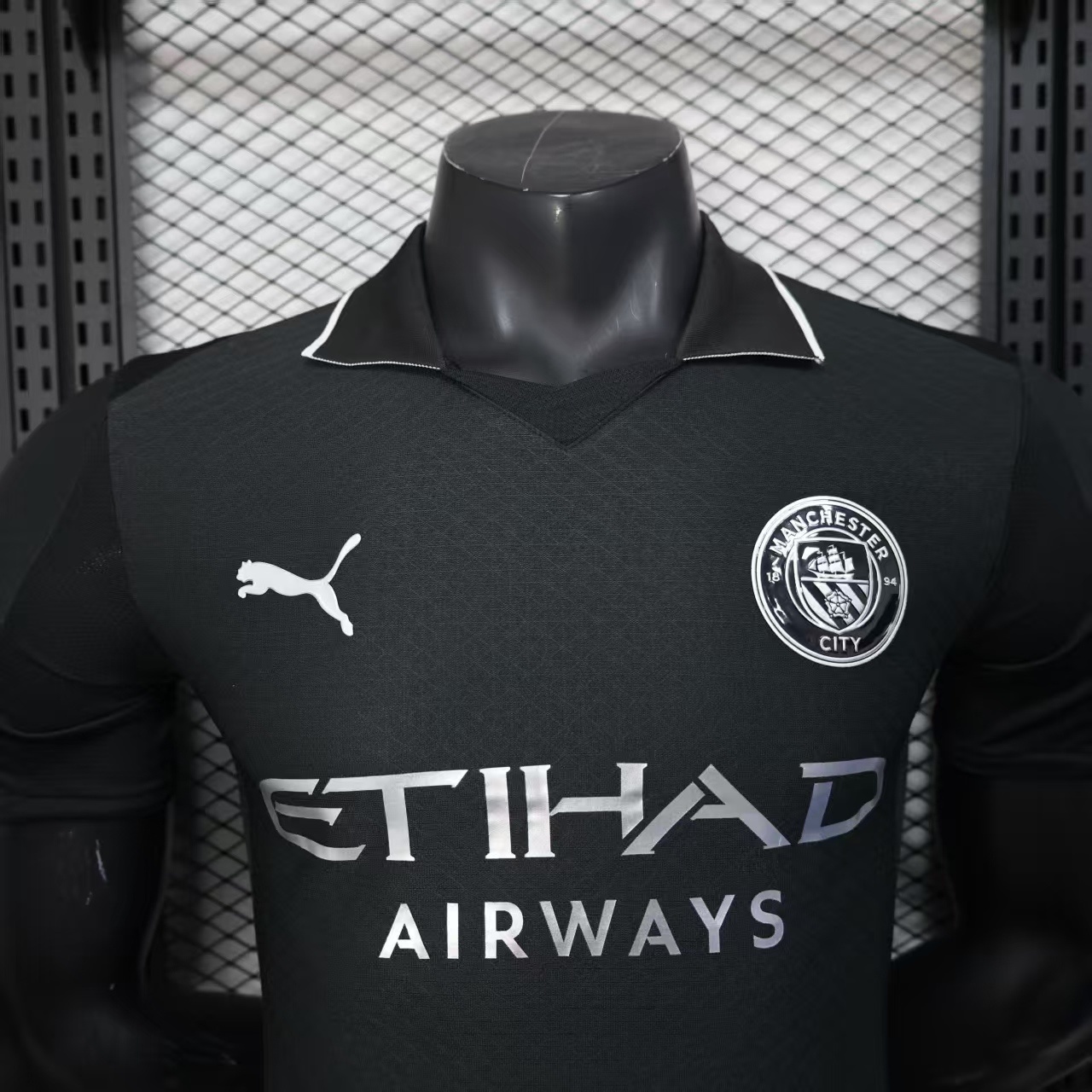 2025-2026 Manchester City away short sleeve T-shirt black jersey (player-version)