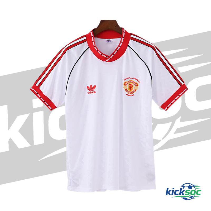 1990/1991 Manchester United Away Short-Sleeve Retro White Jersey ( Fan ) 