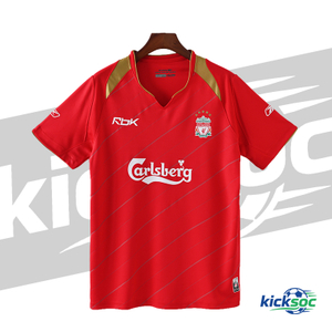2005/2006 Liverpool Home-Short-Sleeve-Football-Jersey-(Fan)