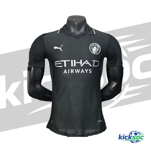 Manchester-City-(2025-2026)-away-short-sleeve-T-shirt-black-jersey-【player-version】