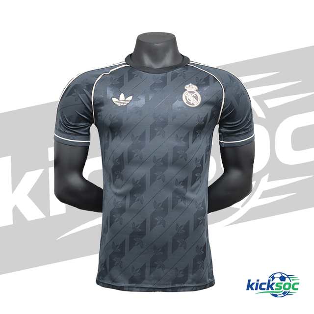 2024/2025 Real Madrid Black Pattern Retro Short-Sleeve Jersey ( Player )