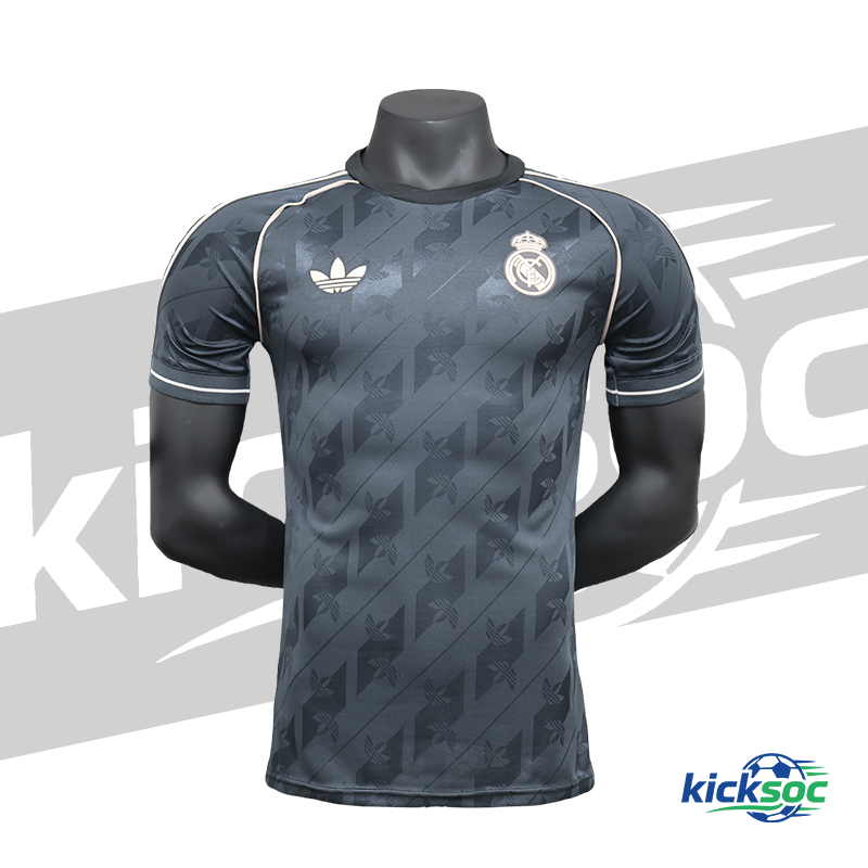 2024/2025 Real Madrid Black Pattern Retro Short-Sleeve Jersey ( Player )