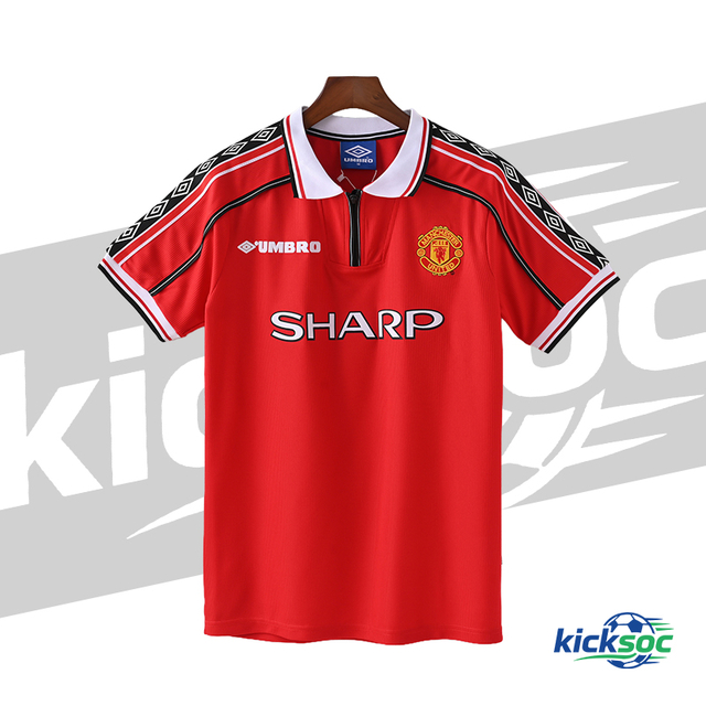 1998/1999 Manchester United Home Short-Sleeve Retro red Jersey ( Fan ) 