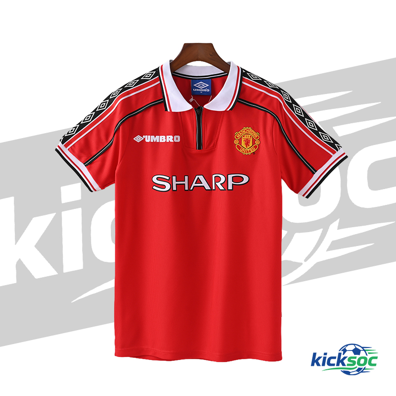 1998/1999 Manchester United Home Short-Sleeve Retro red Jersey ( Fan ) 