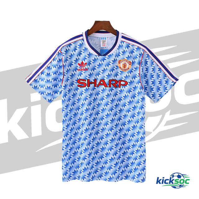 1990/1992 Manchester United Away Short-Sleeve Retro Blue Jersey ( Fan ) 