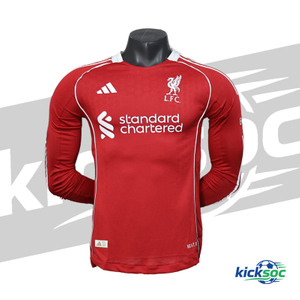  2025-2026 Liverpool Home Long-Sleeve Soccer Jersey (Player)
