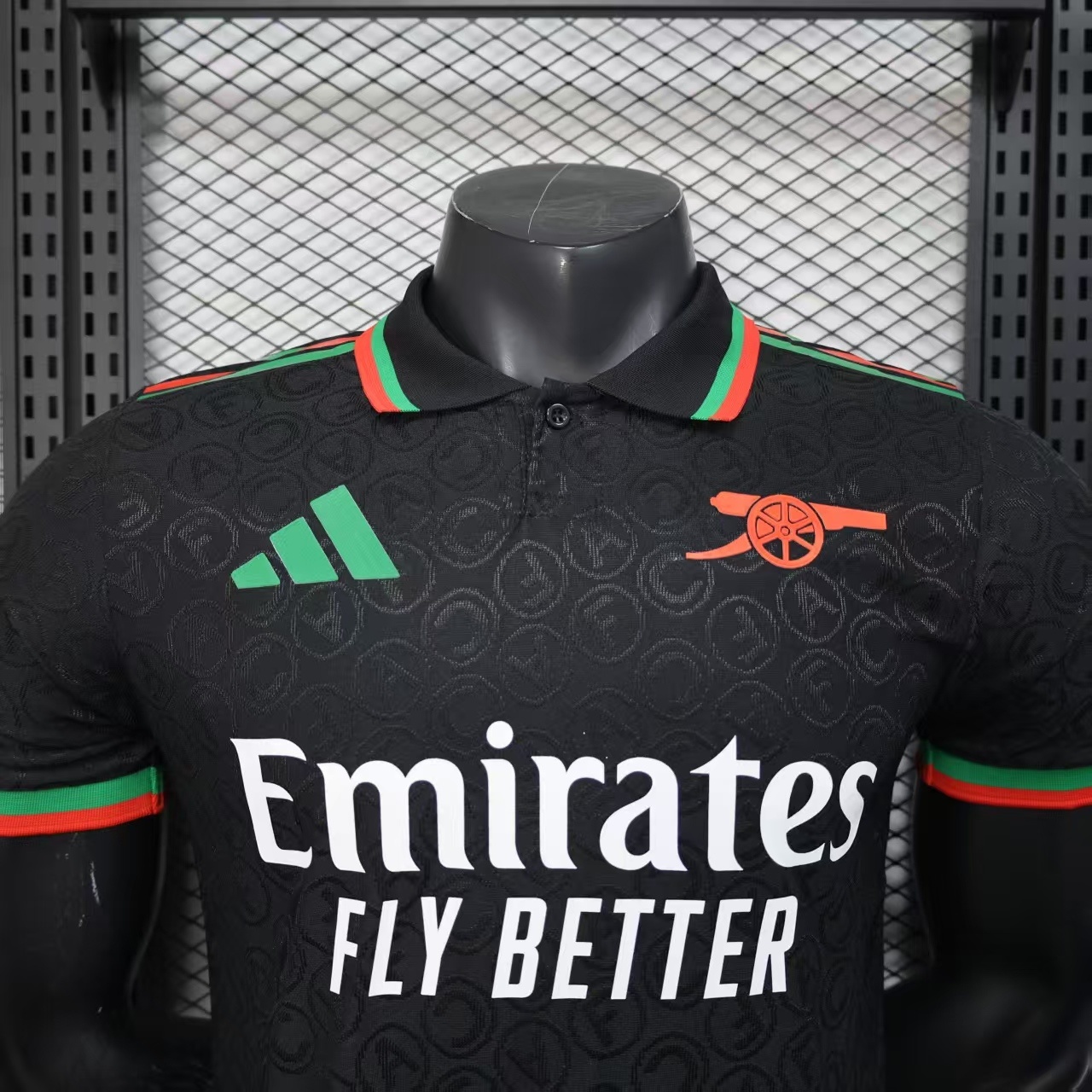 2025-2026 Arsenal Pre-Match Training Black Polo Short-Sleeve Football Jersey (Player)