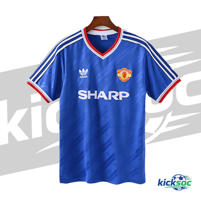 1986 Manchester United Away Short-Sleeve Retro Blue Jersey ( Fan ) 