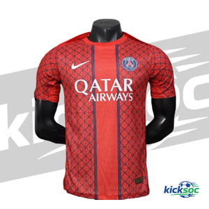 2025/2026 Paris Saint-Germain Quick-Dry Pre-Match Training Red Short-Sleeve Jersey (Player) 