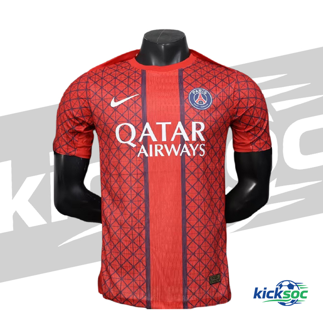 2025/2026 Paris Saint-Germain Quick-Dry Pre-Match Training Red Short-Sleeve Jersey (Player) 