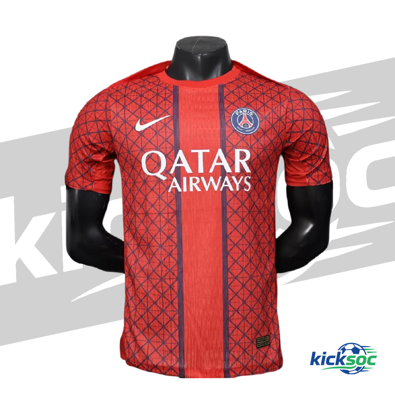 2025/2026 Paris Saint-Germain Quick-Dry Pre-Match Training Red Short-Sleeve Jersey (Player) 