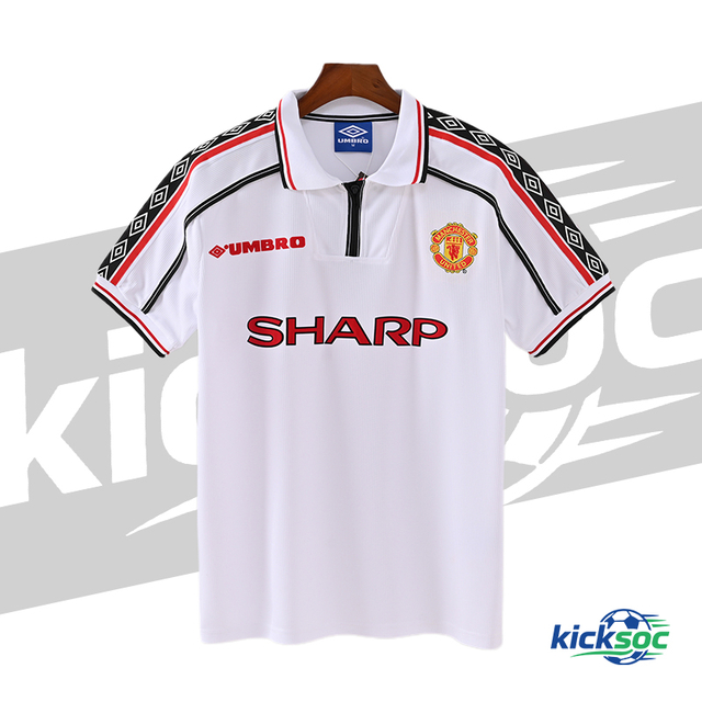 1998/1999 Manchester United Short Sleeve Retro White Jersey ( Fan ) 