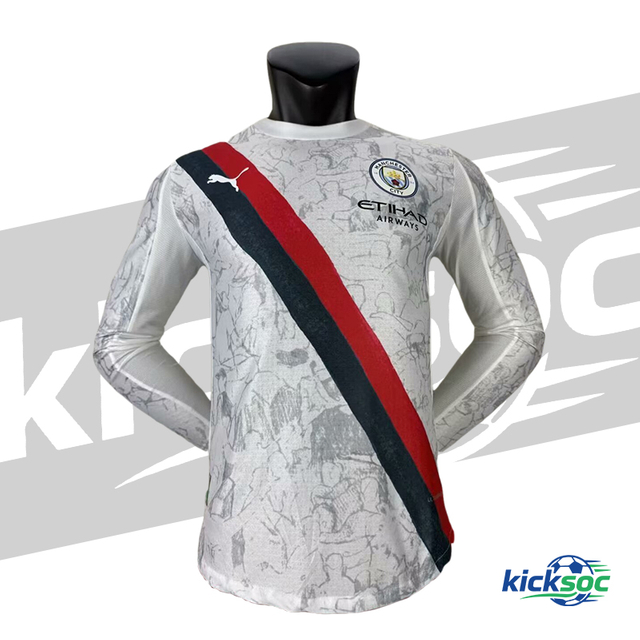 2025-2026 Manchester City Away Long-Sleeve White Football Jersey ( Player ) 